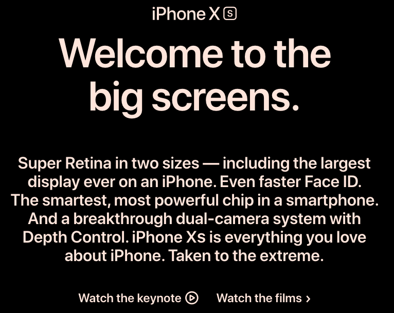 Screenshot of Apple's website