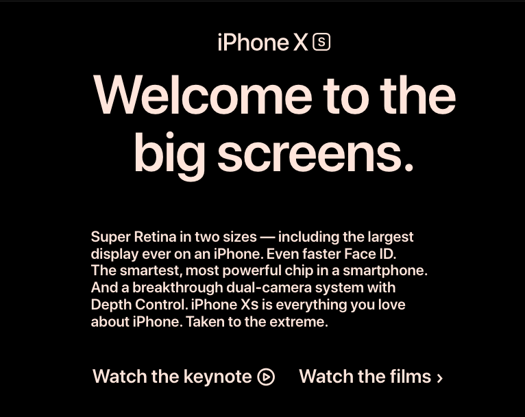 Apple's website with text left aligned