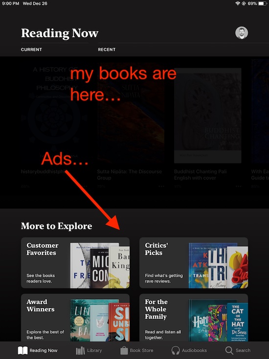 Ads displayed where my books should be